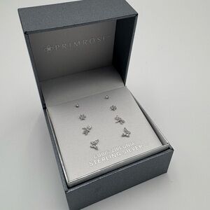 Primrose Sterling Silver Cubic Zirconia Stud Earrings Set Gift Box